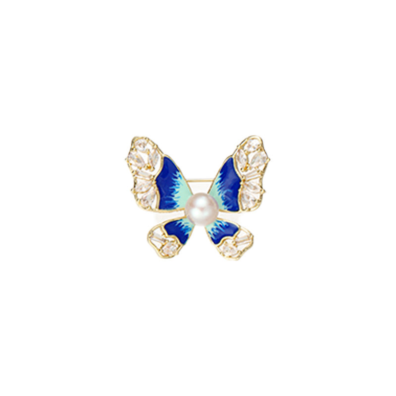 S2341B1 Pearl butterfly Brooch Scarf Buckle fine handmade gifts