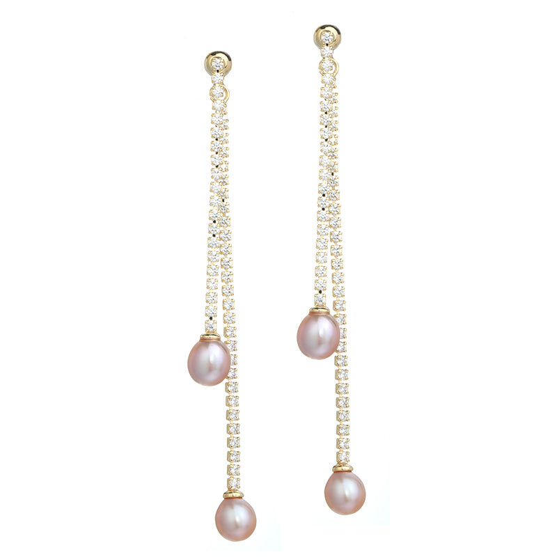 S4672E1 Pearl Long Earrings Stud Ear Accessories fine handmade gifts