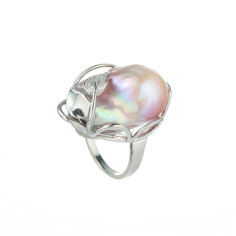 S2089R2 Pearl adjustable one-size-fits-all Engagement Rings fine handmade gifts