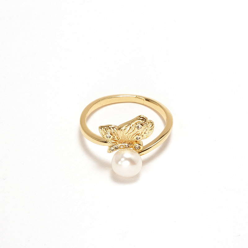 S2044R1 Pearl adjustable one-size-fits-all Engagement Rings fine handmade gifts