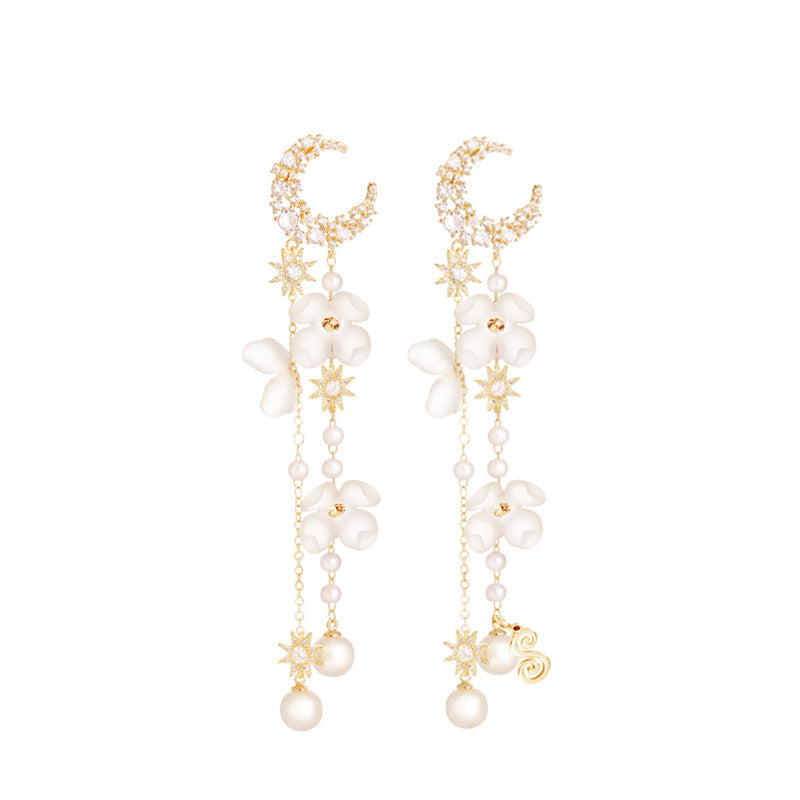 S3900E1 Earrings Ear Studs Flower Shadow Mystery