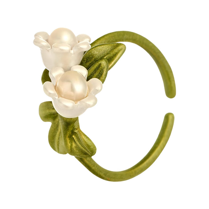 S1932R1 Pearl flower adjustable one-size-fits-all Engagement Rings fine handmade gifts