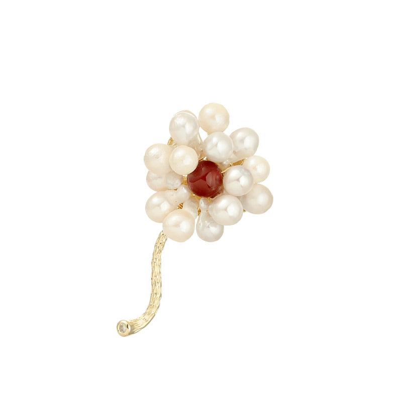 S2239B1 Agate pearl Flower Brooch Scarf Buckle fine handmade gifts