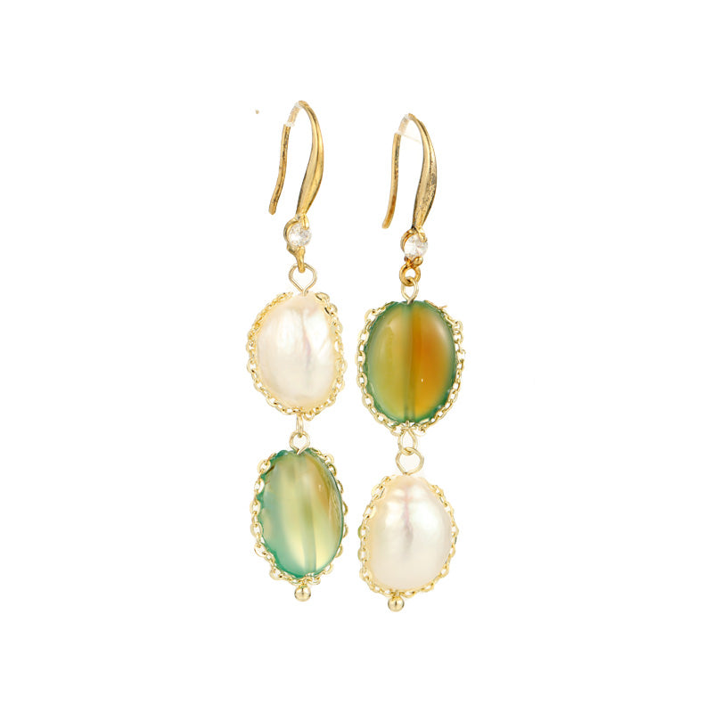 S4647E1 Pure Quartzite pearl earrings Stud Ear Accessories fine handmade gifts