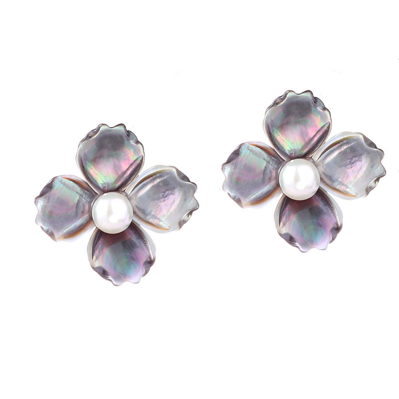 S4495E1 Pearl Flower Earrings Stud Ear Accessories fine handmade gifts