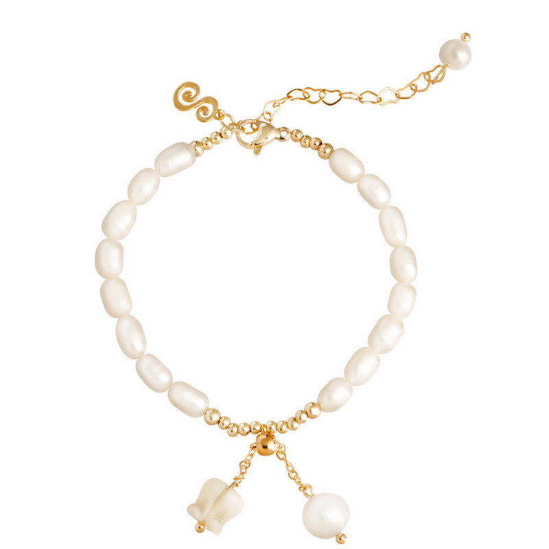 S1939C1 Pearl Flower Bracelet Bangle Hand Chain fine handmade gifts