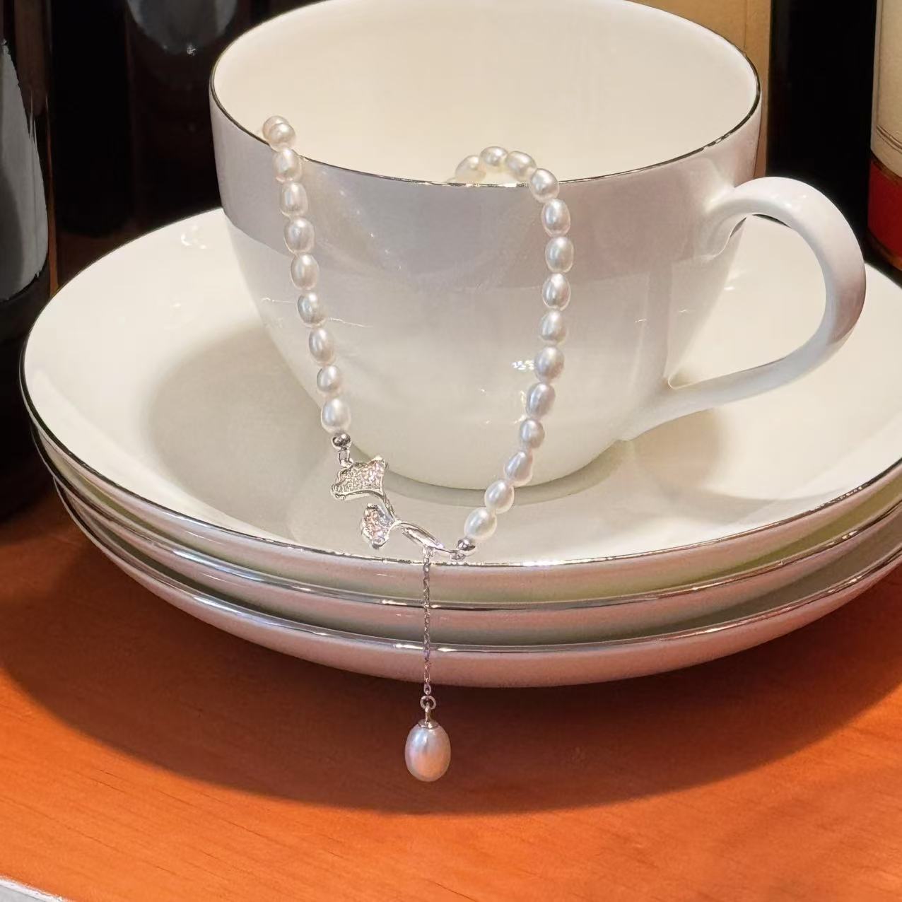 S2531N1 Pearls Sweater Chain Long Necklace Choker beautiful elegant fine handmade gifts