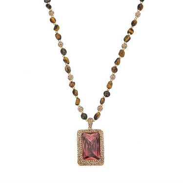 S2854N1 Pure Tiger's Eye Sweater Chain Long Necklace Choker fine handmade gifts
