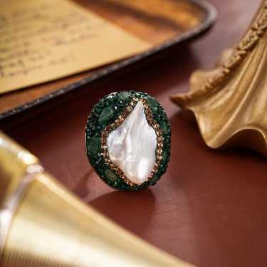 S2143R1 Pearl Quartzite adjustable one-size-fits-all Engagement Ring fine handmade gifts