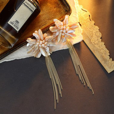 S4951E1 Pearl earrings Stud Ear Accessories with tassels fine handmade gifts