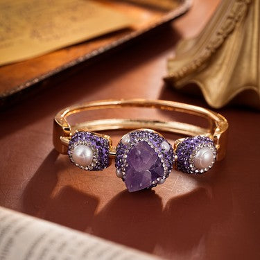 S2006W1 Amethyst Pearl Bangle Hand Chain fine handmade gifts