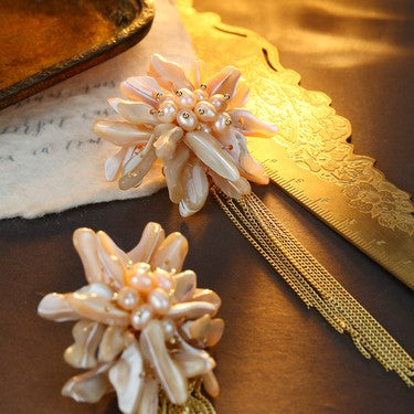 S4951E1 Pearl earrings Stud Ear Accessories with tassels fine handmade gifts