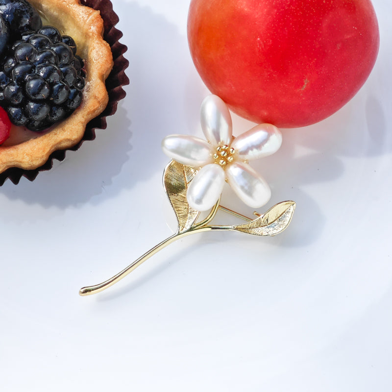 S2353B1 Pearl Flower Brooch Scarf Buckle fine handmade gifts