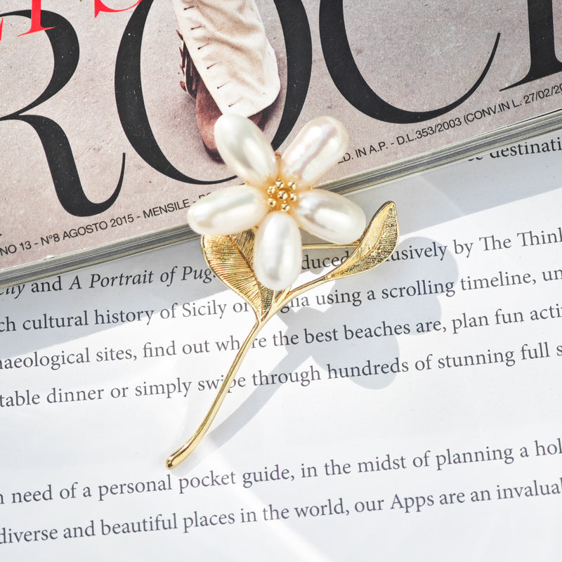 S2353B1 Pearl Flower Brooch Scarf Buckle fine handmade gifts