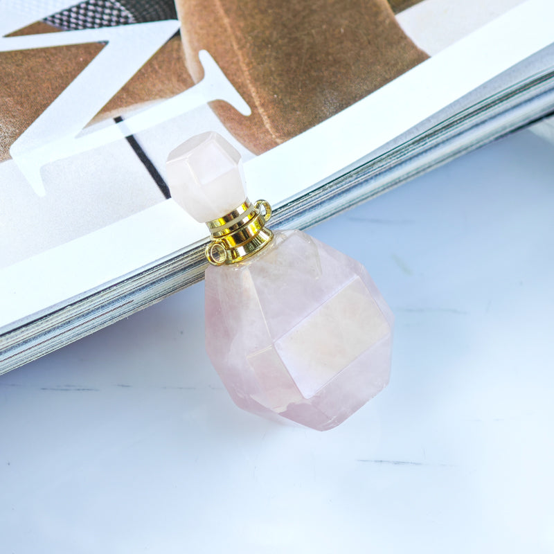 S2328N1 Pure Rose Quartz Long Necklace Sweater chain fine handmade gifts