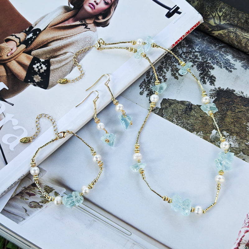 S1972S1 Pearl Earrings Necklace Bracelet Suit fine handmade gifts