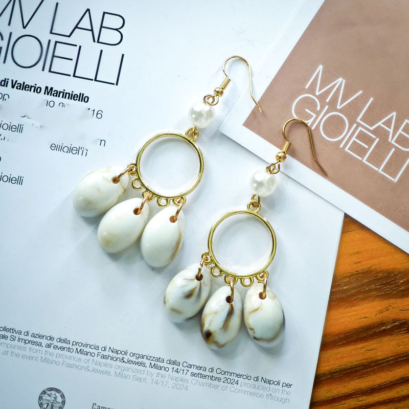 S4853E1 Shell Long Earings Stud Ear Accessories fine handmade gifts
