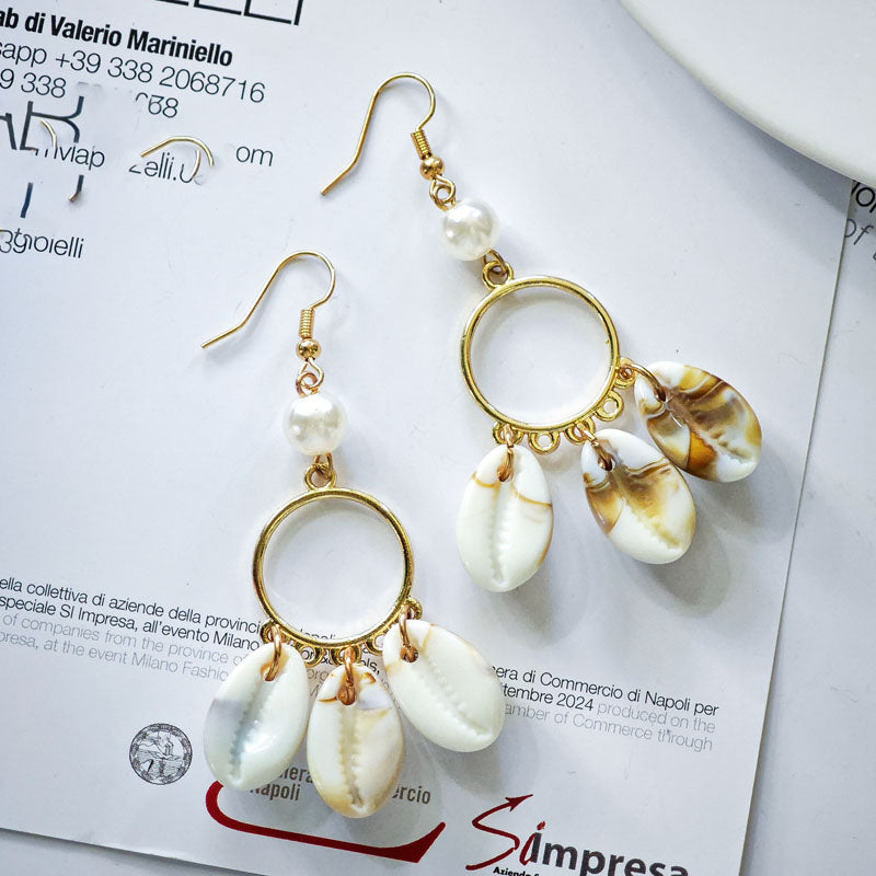 S4853E1 Shell Long Earings Stud Ear Accessories fine handmade gifts
