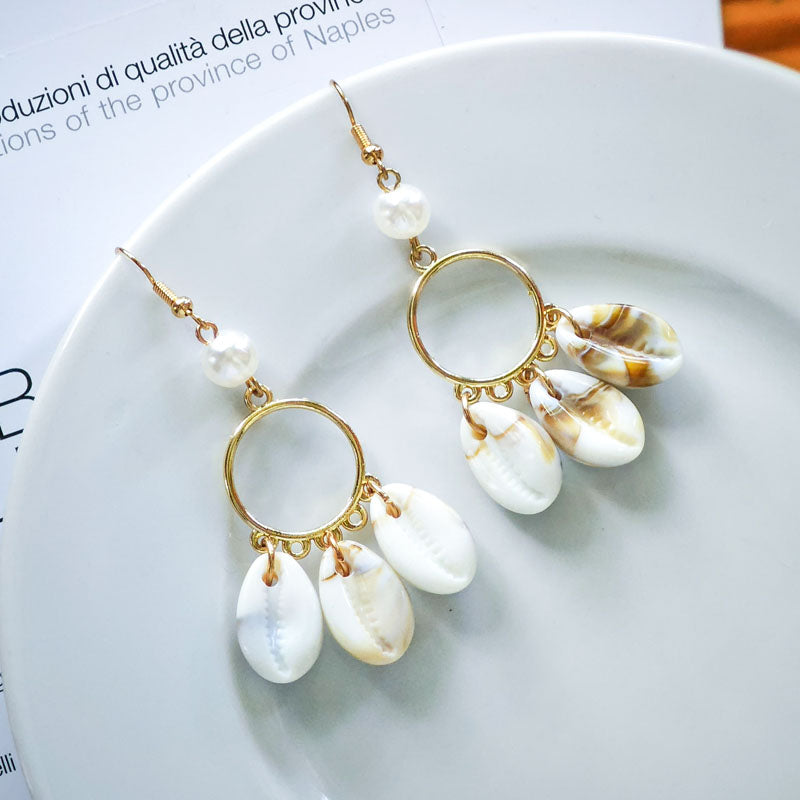 S4853E1 Shell Long Earings Stud Ear Accessories fine handmade gifts