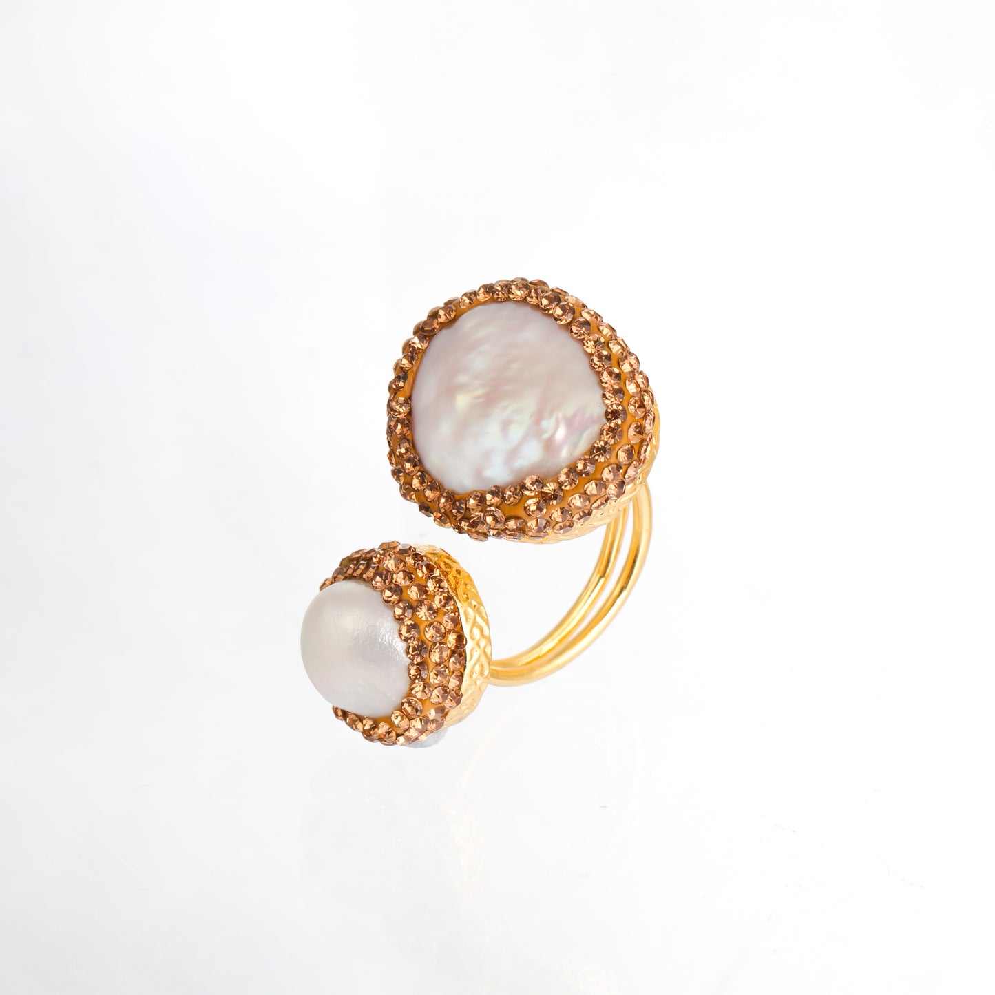 S2004R1 Pearl adjustable one-size-fits-all engagement rings fine handmade gifts
