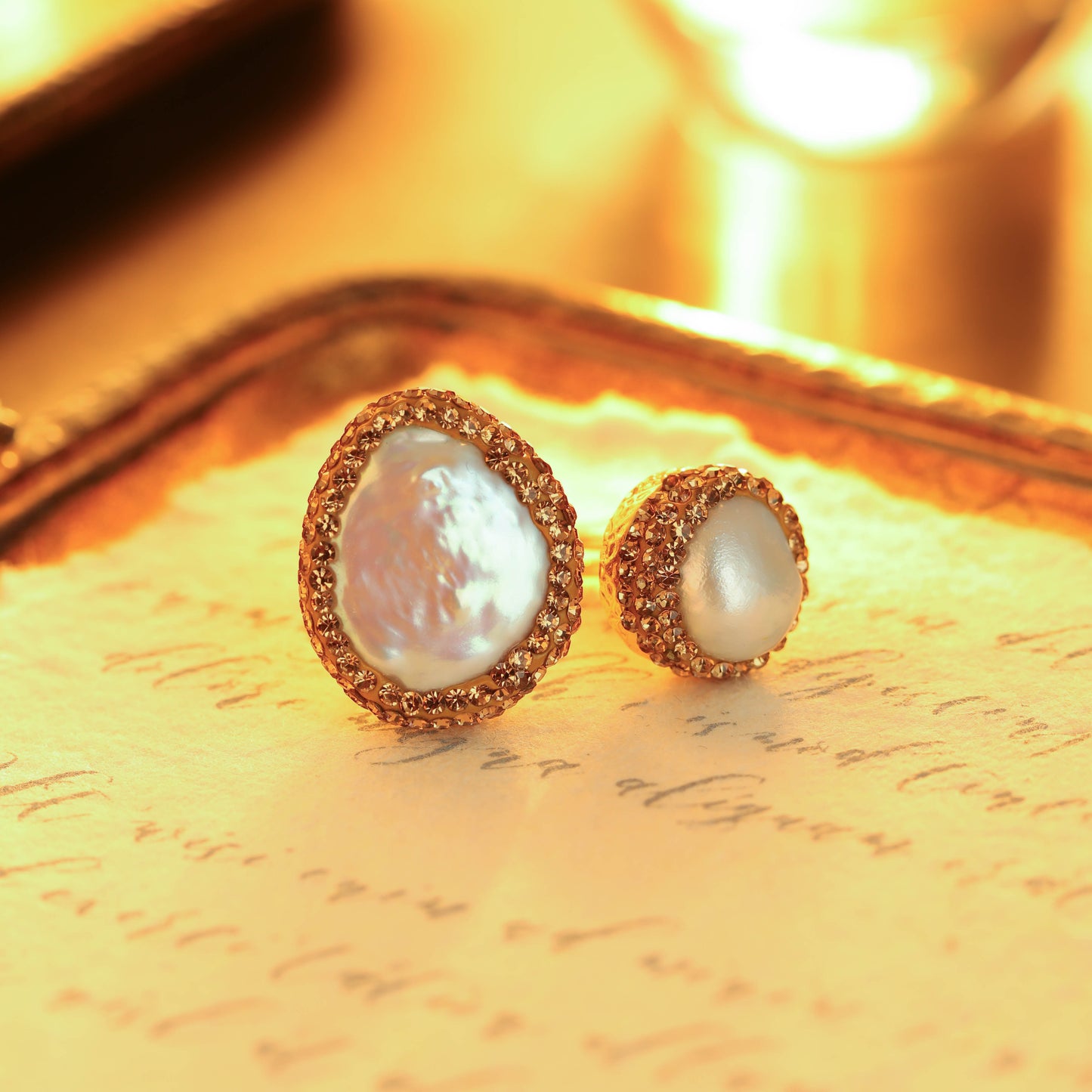 S2004R1 Pearl adjustable one-size-fits-all engagement rings fine handmade gifts