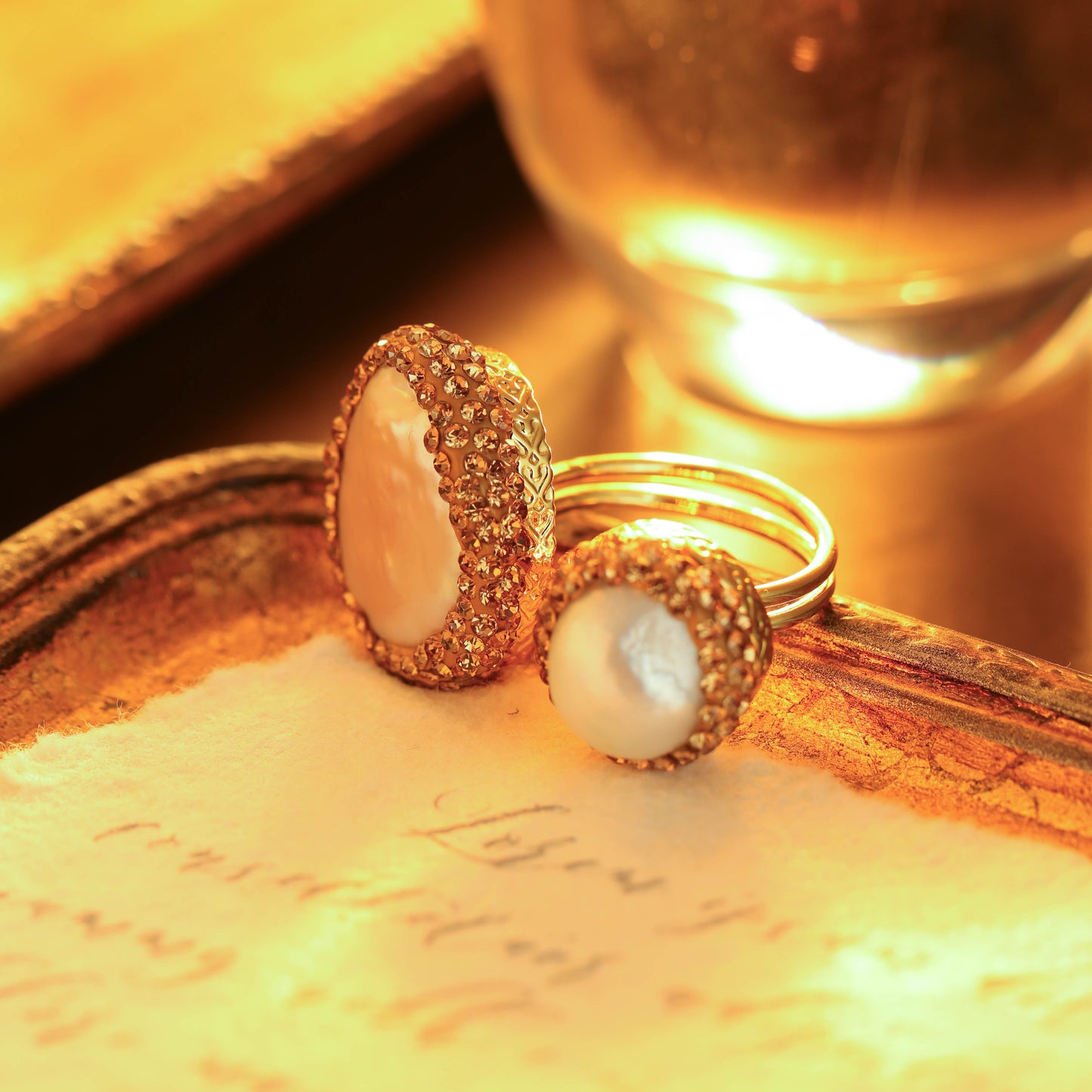 S2004R1 Pearl adjustable one-size-fits-all engagement rings fine handmade gifts