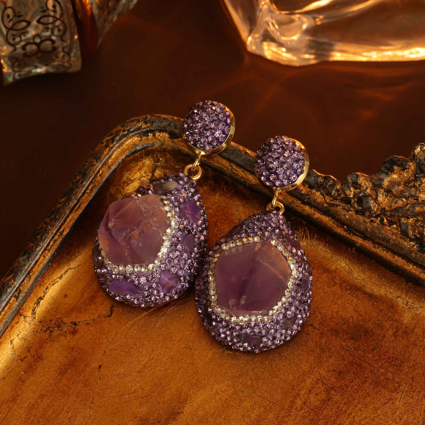 S4596E1 Amethyst earrings Stud Ear Accessories fine handmade gifts