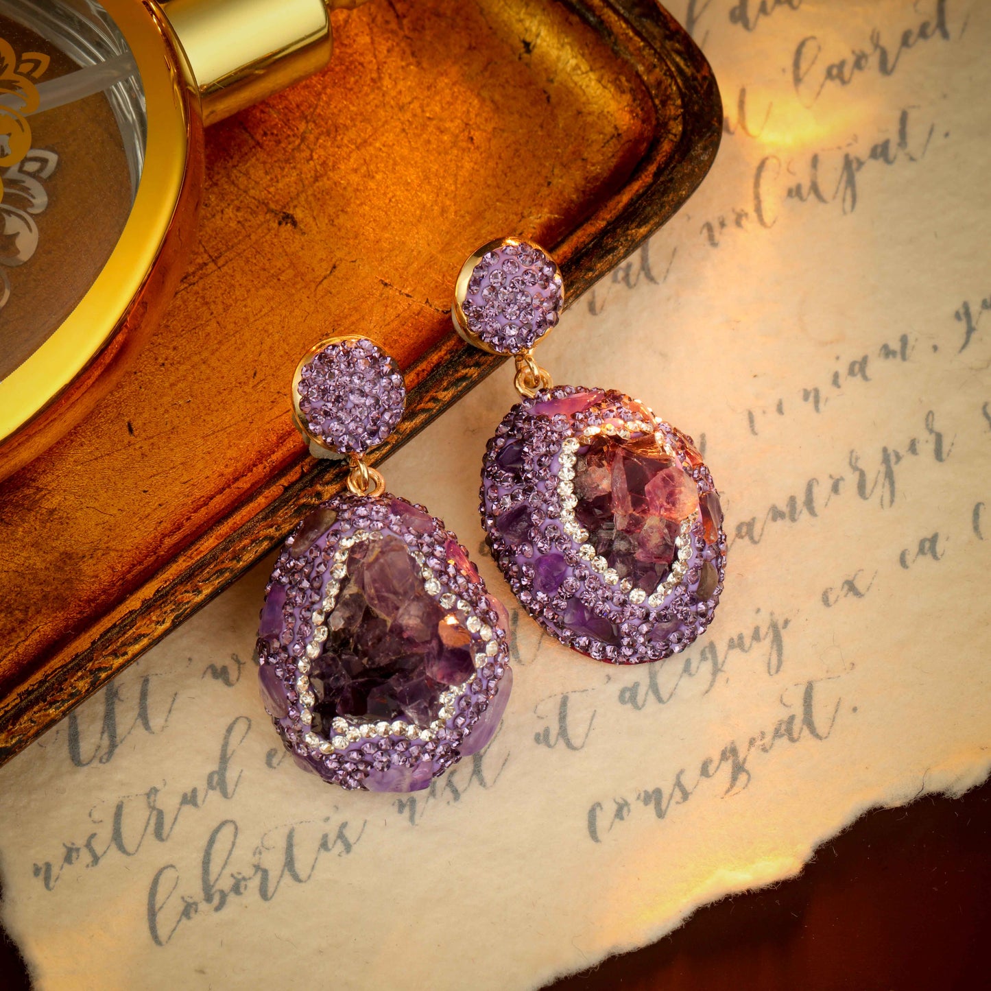 S4596E1 Amethyst earrings Stud Ear Accessories fine handmade gifts