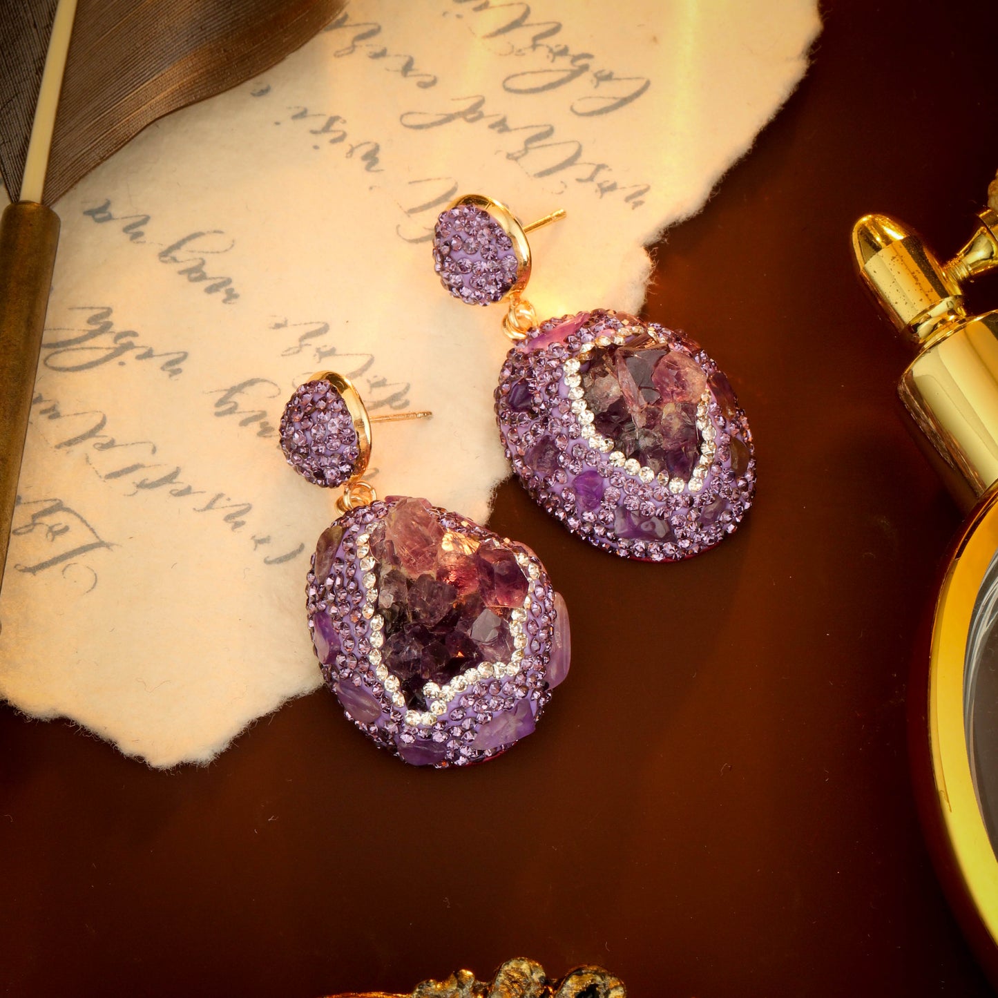 S4596E1 Amethyst earrings Stud Ear Accessories fine handmade gifts