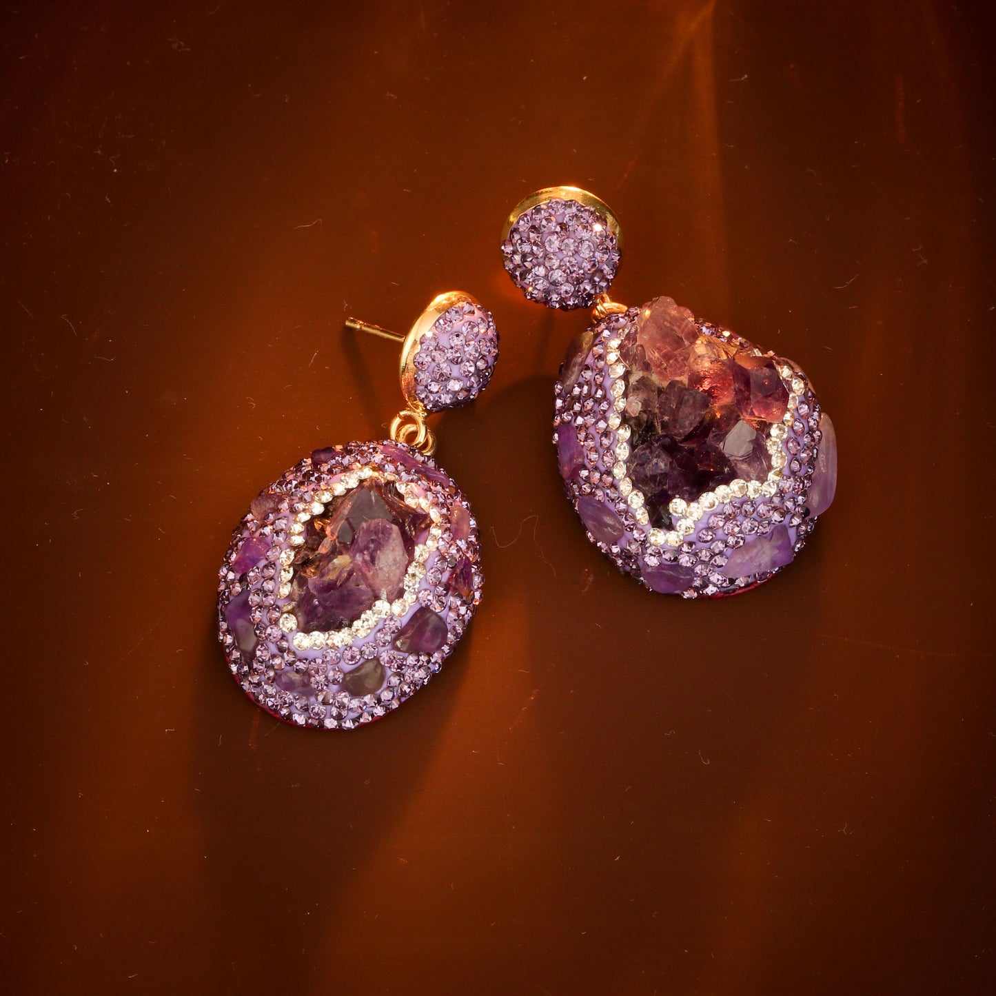 S4596E1 Amethyst earrings Stud Ear Accessories fine handmade gifts
