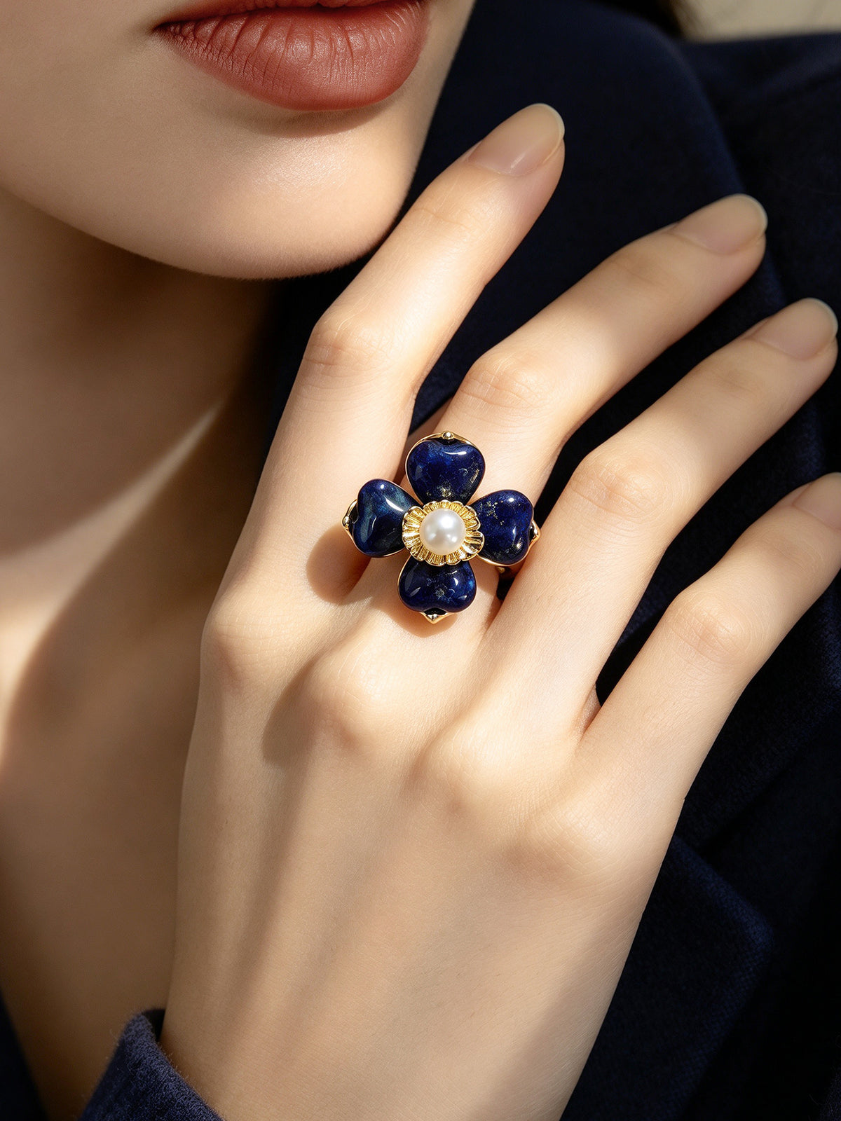 S2129R1 Lapis Clover ring