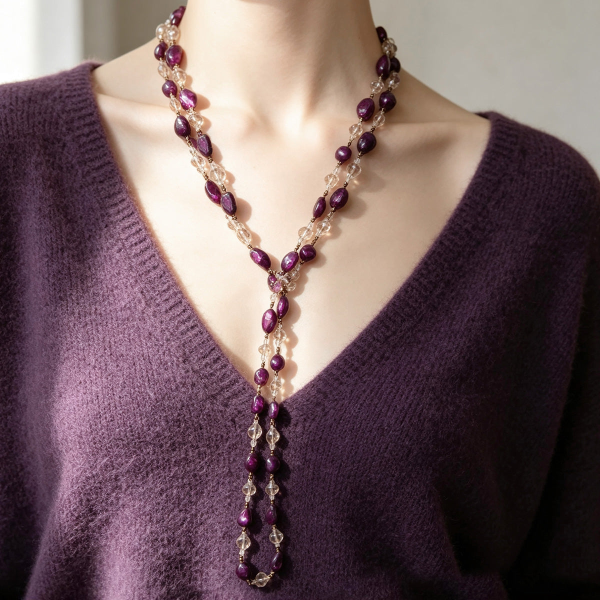 S3050N2 Plum Crystal necklace