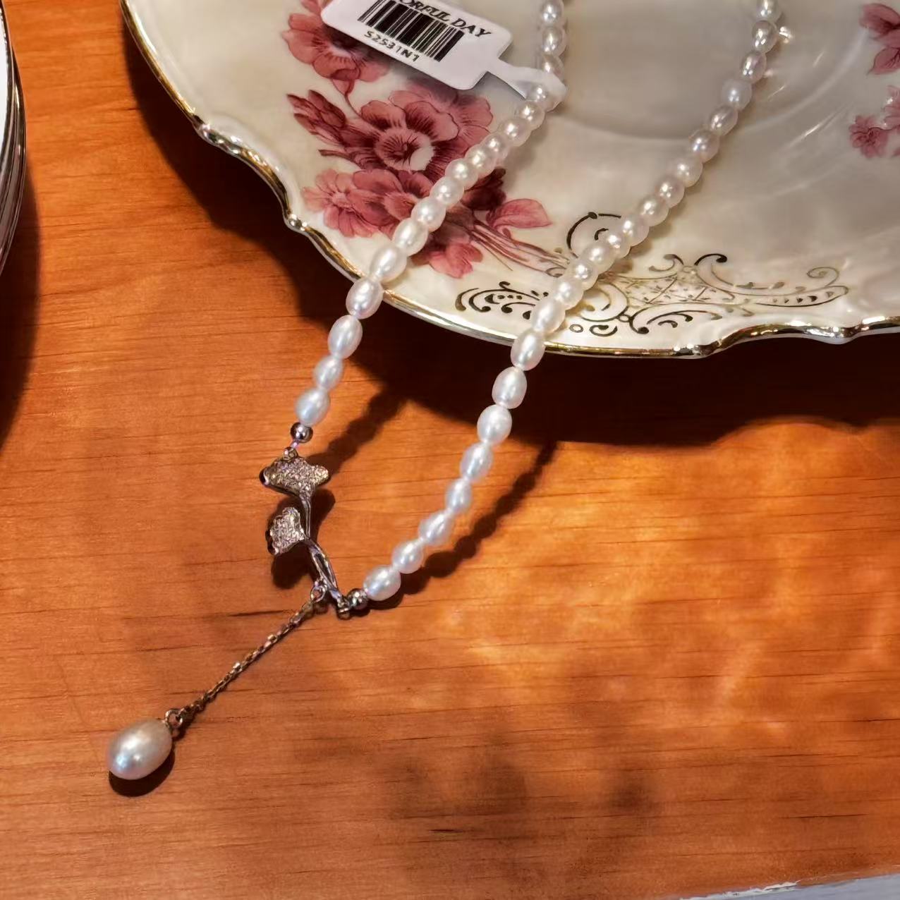 S2531N1 Pearls Sweater Chain Long Necklace Choker beautiful elegant fine handmade gifts