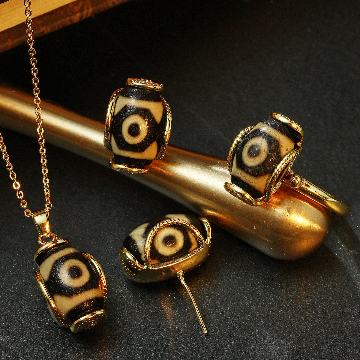 S1930S1 Pure Agate necklace earrings rings set fine handmade gifts