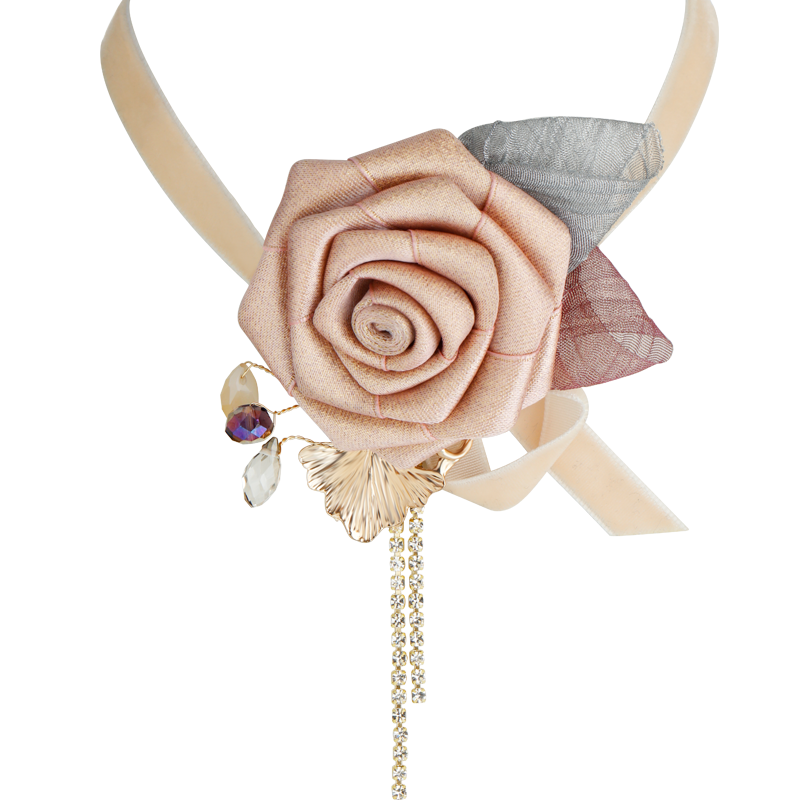 S2074N Rose Flower Necklace Choker fine handmade gifts