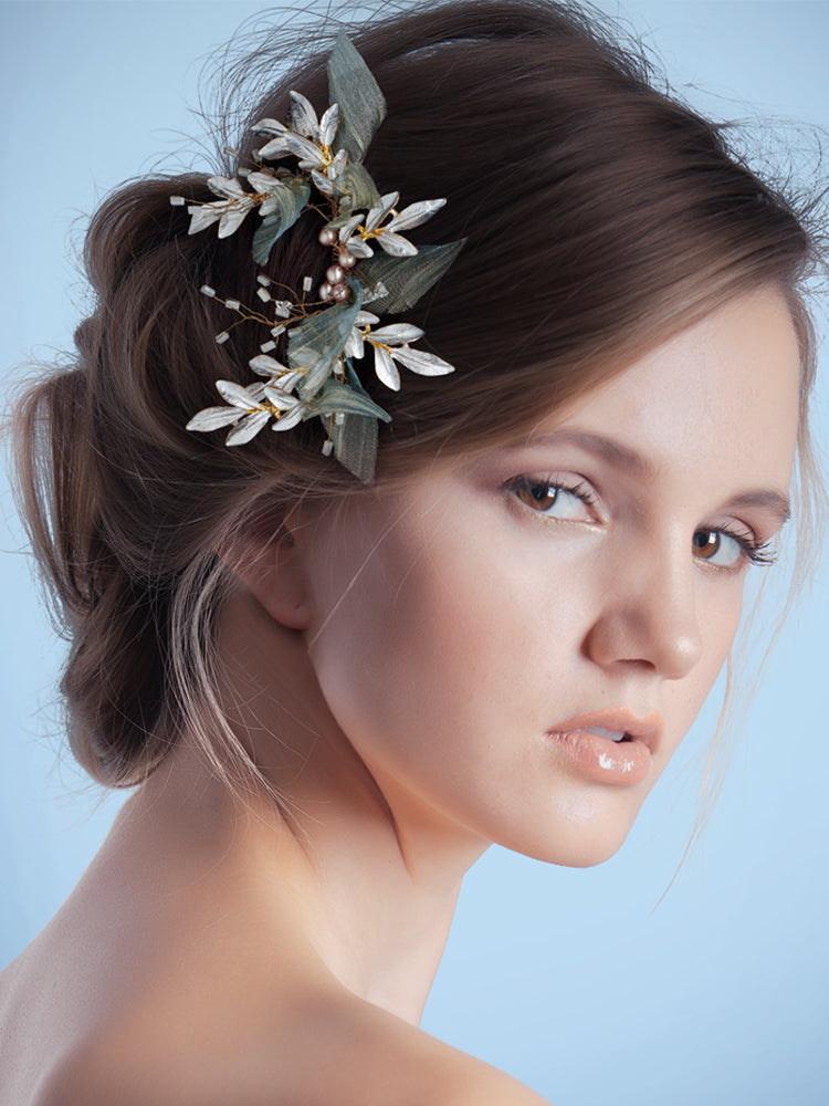 S2042H Silver Leaf hair comb