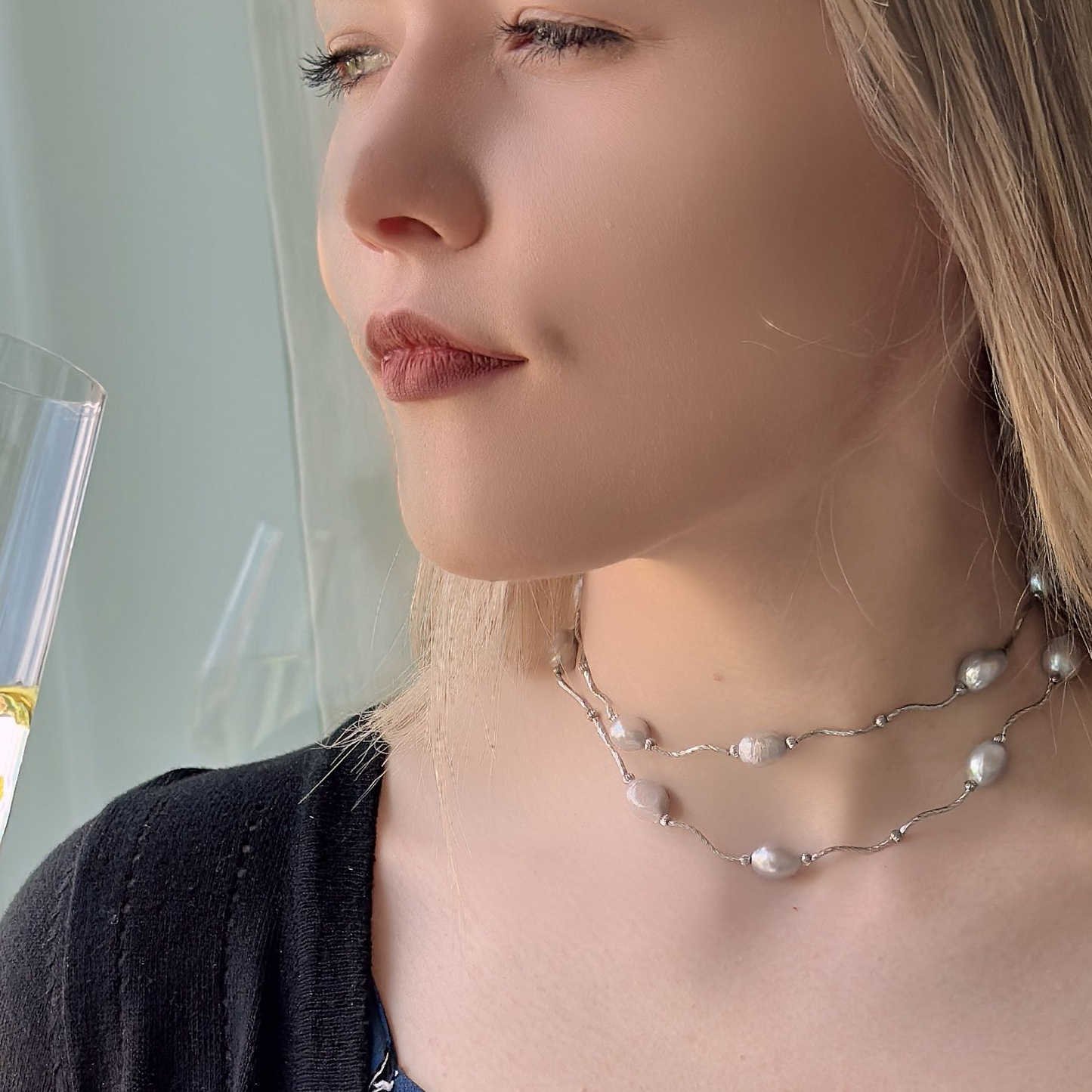 S2672N1 Pearl Sweater Chain Long Necklace Choker fashion  handmade gifts