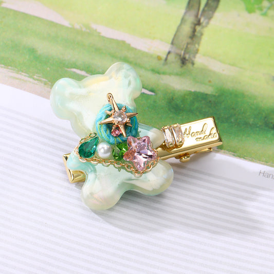 S2958H1 Hair Pin Rainbow Sweetheart Bear