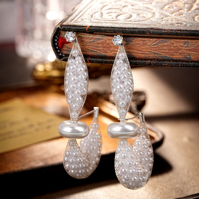 S5031E1 Earrings Stud Ear Accessories Platinum Feather Grace