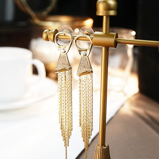 S4889E1 Earring Long Stud Ear Accessories with tassels fine handmade gifts