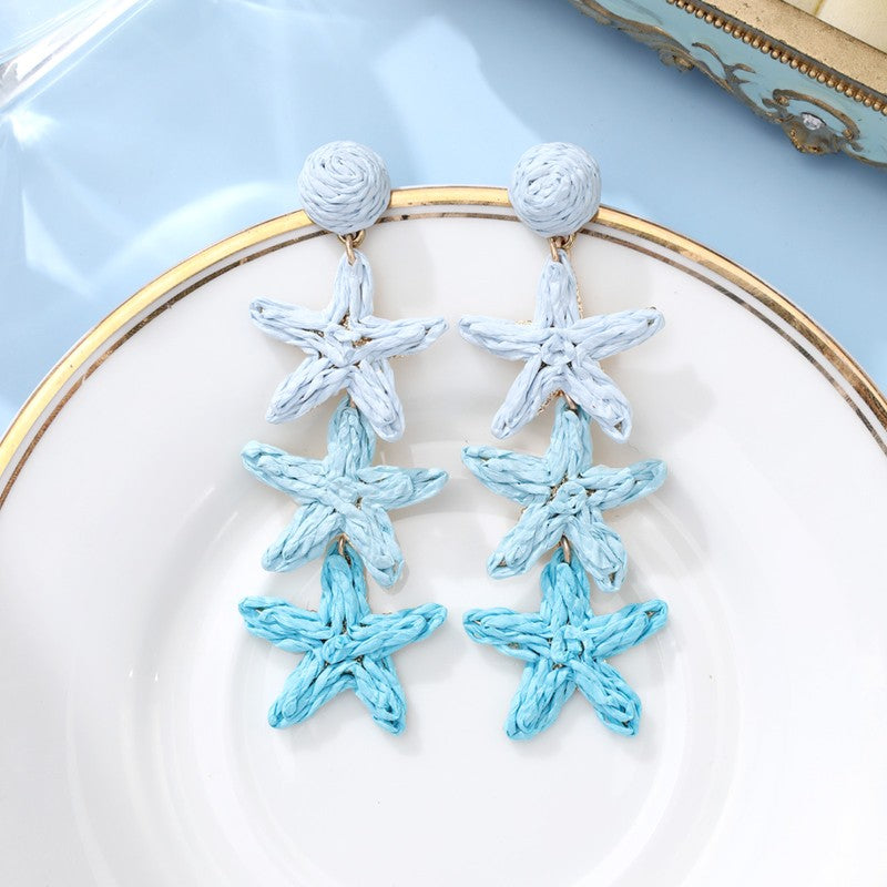 S5153E1 A Starfish Kissed by the Sky and the Sea Earrings Stub Ear Accessiories