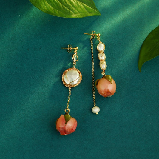 S4926E1 Pearl Flower Earrings Stud Ear Accessories fine handmade gifts