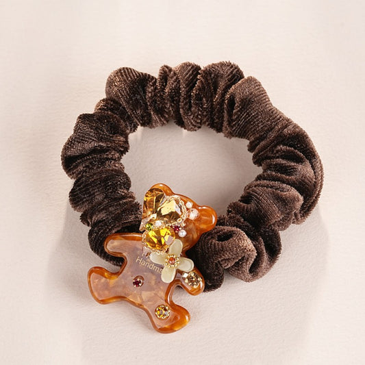S2937H1 Bear Waiting for Waffles Hair Scrunchie