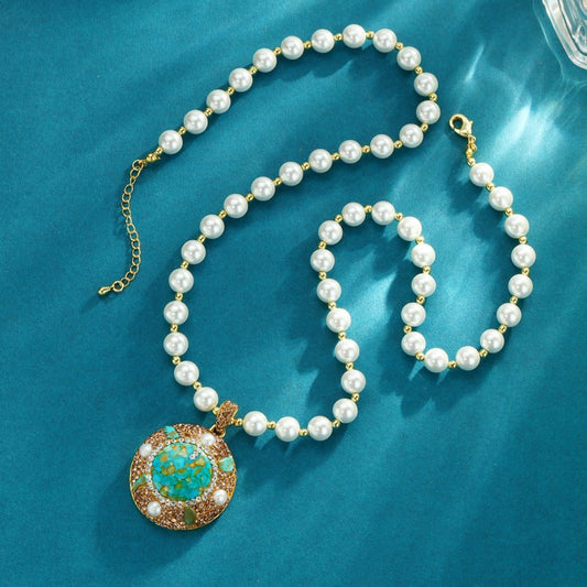 S2858N1 Magnesite pearl Sweater Chain Long Necklace Choker fine handmade gifts