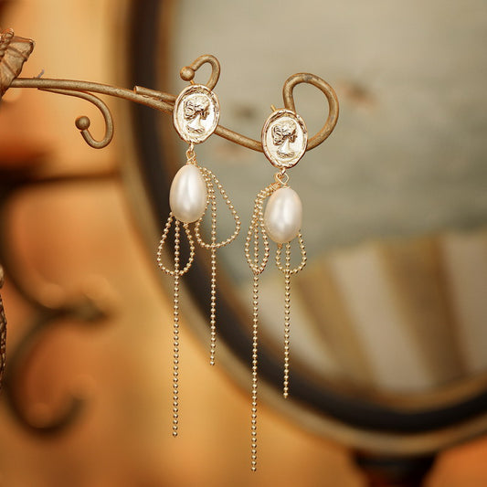 S4716E1 Pearl Long Earrings Stud Ear Accessories fine handmade gifts