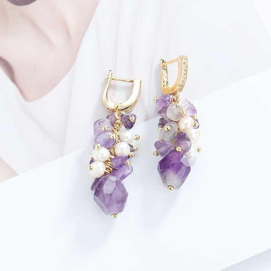 S4901E1 Stud Ear Accessories Earrings Golden Purple