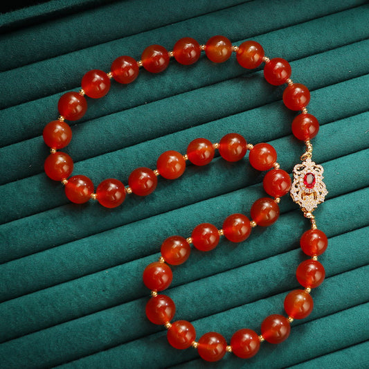 S2653N1 Pure Red Agate Long Necklace Sweater chain Choker fine handmade gifts