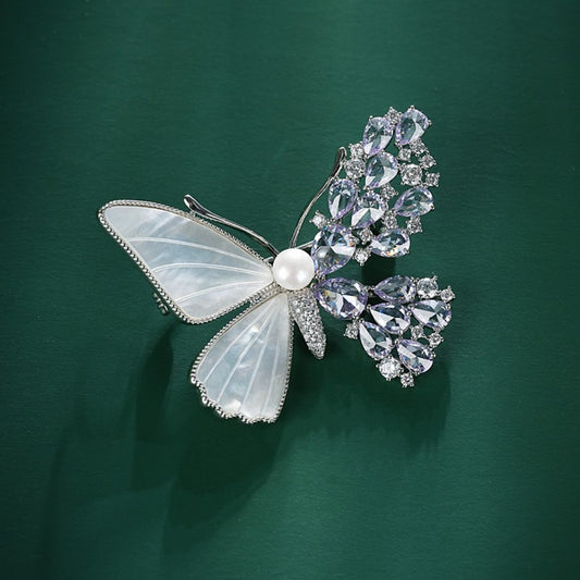 S2378B1 Pearl Brooch butterfly Scarf Buckle fine handmade gifts