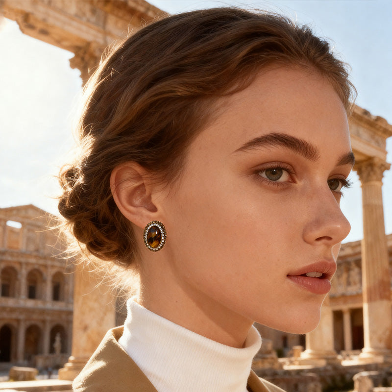 S4805E1 Tiger's Eye Earrings Stud Ear Accessories fine handmade gifts