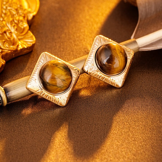 S4963E1 Tiger's Eye Earrings Stud Ear Accessories fine handmade gifts